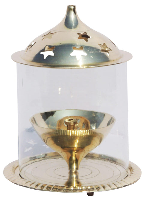 Brass Oil Lamp Deepak With Chimney 0.285kg